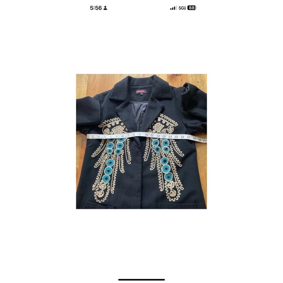 PRADA Women’s Sz 38 (4) Black Mid Length Coat 100% Wool Embroidered Vintage HTF - Picture 10 of 12